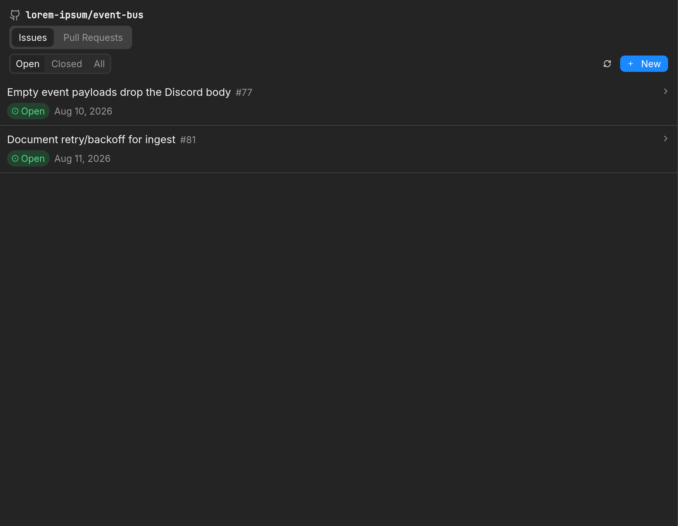 GitHub issues list in Treq